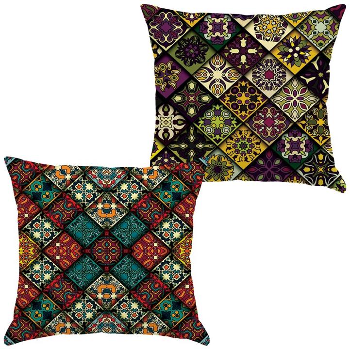 کاور کوسن جفتی مخمل رنس مدل C21-10077-78 سایز  43x43 سانتی متر